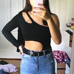 Black One Shoulder Bodysuit